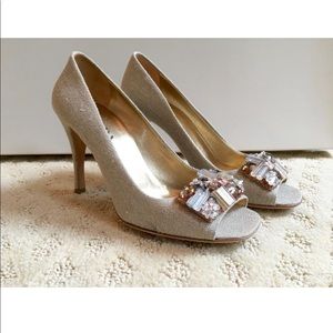 Prada Vintage Jeweled & Beaded Vamp Open-Toe Heel
